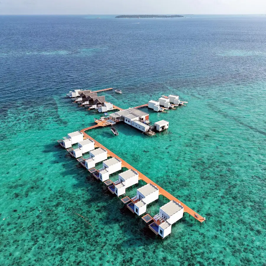 Main perspective view of the overwater resort structures Danglai Resort